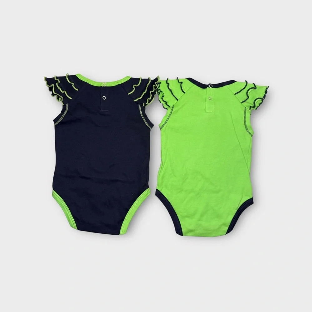 NFL Seattle Seahawks Neon Green Navy Blue Two Pack Touchdown Bodysuit Set